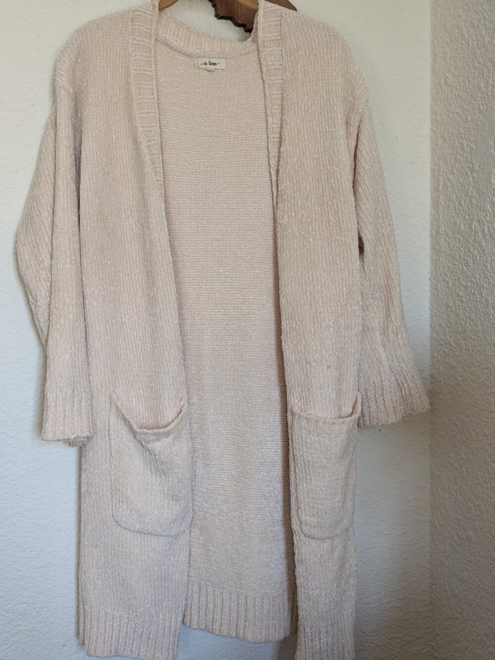 In Loom Cream Chenille Duster Sweater - SMALL/MEDIUM